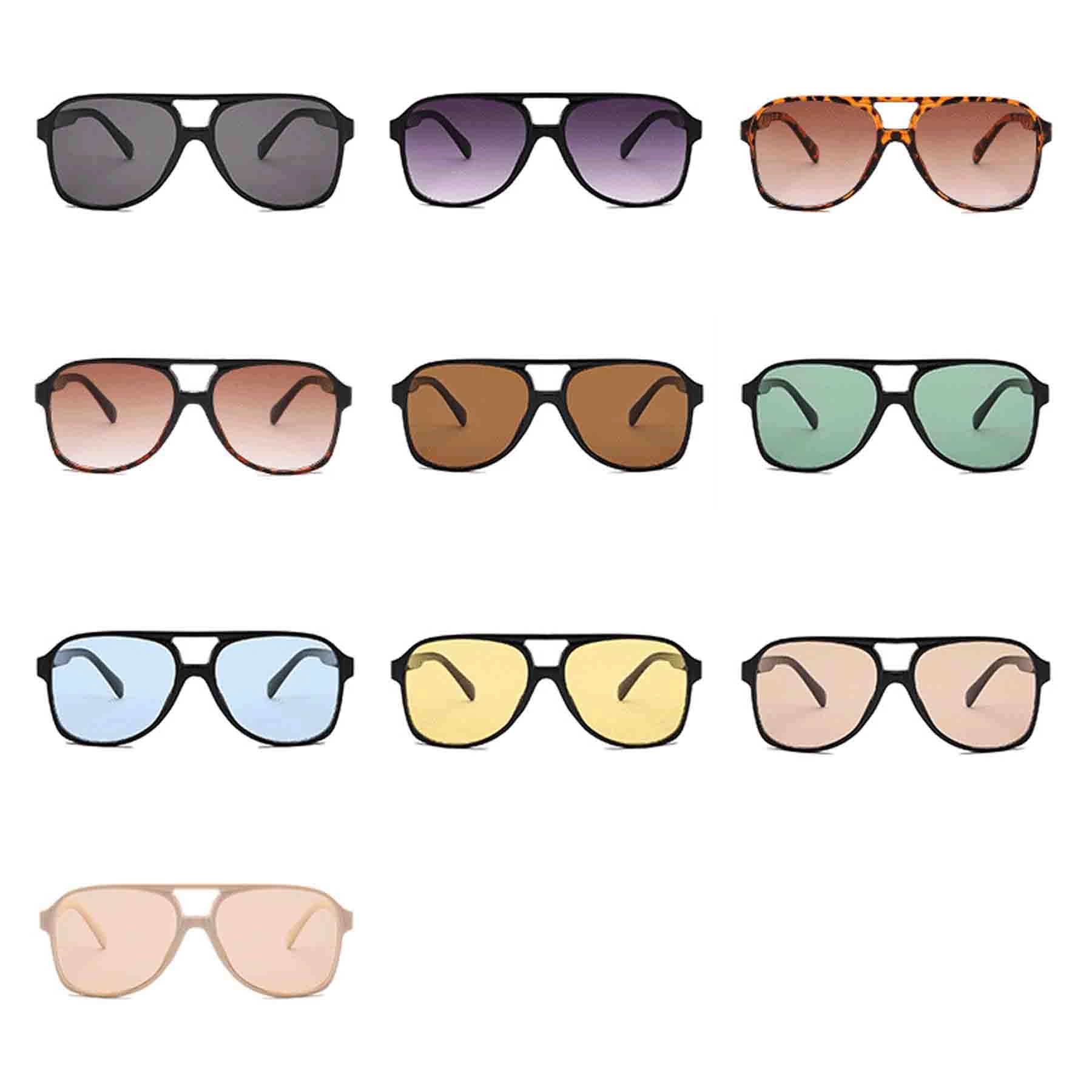 Uv400 Vintage Sunglasses Large Squared Aviator Frame 5