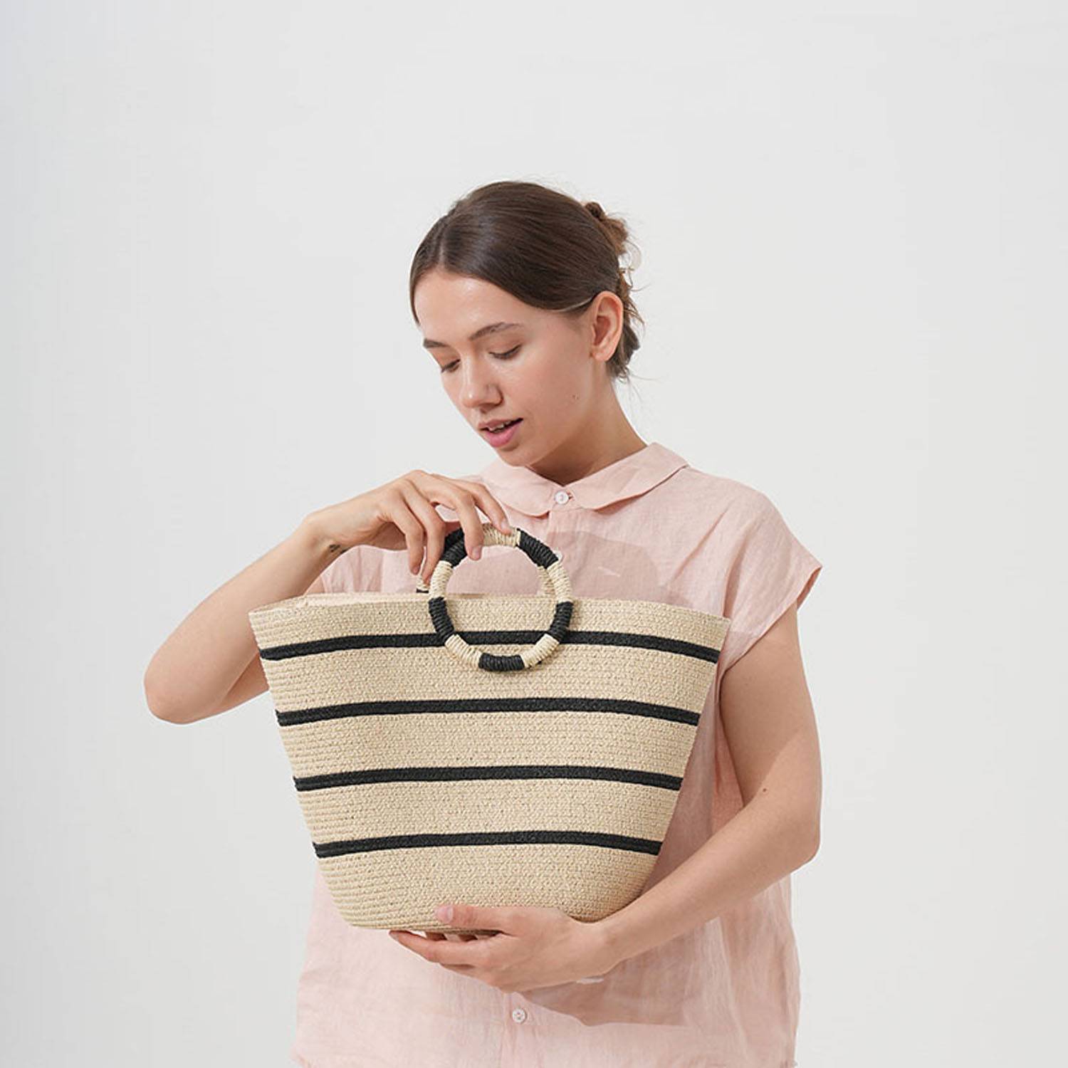 Large Capacity Women Straw Tote Bag, custom tote bag with logo imprint 5