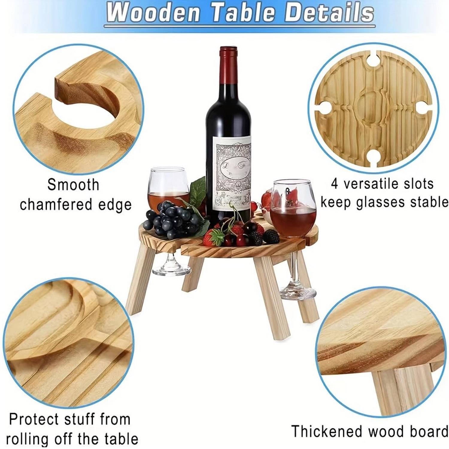 Functional Bamboo Snack Tray Table 7