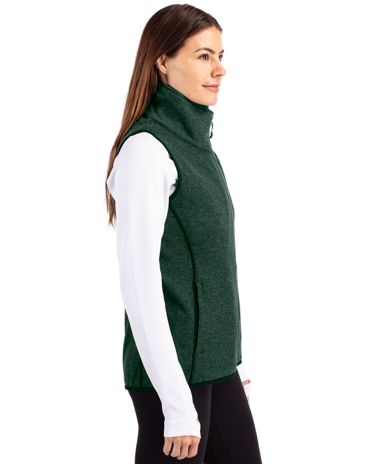 Cutter & Buck Mainsail Sweater-Knit Womens Full Zip Asymmetrical Vest 38