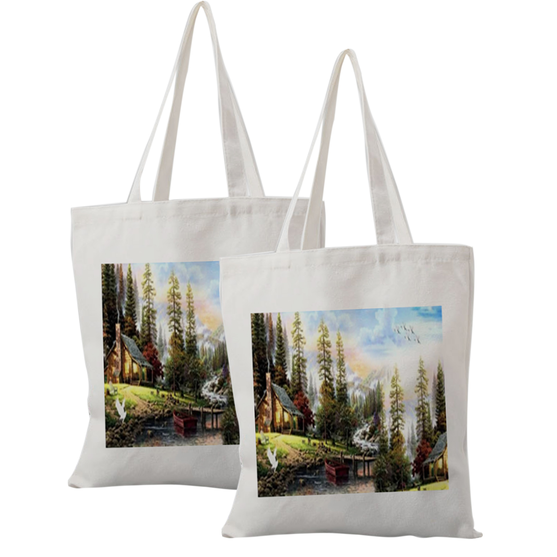 Cotton Canvas Tote Grocery Bag, custom tote bag with logo imprint 2