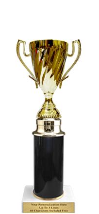Trophy: 10.5" 1 column, 2x3 white marble base, 4" 1