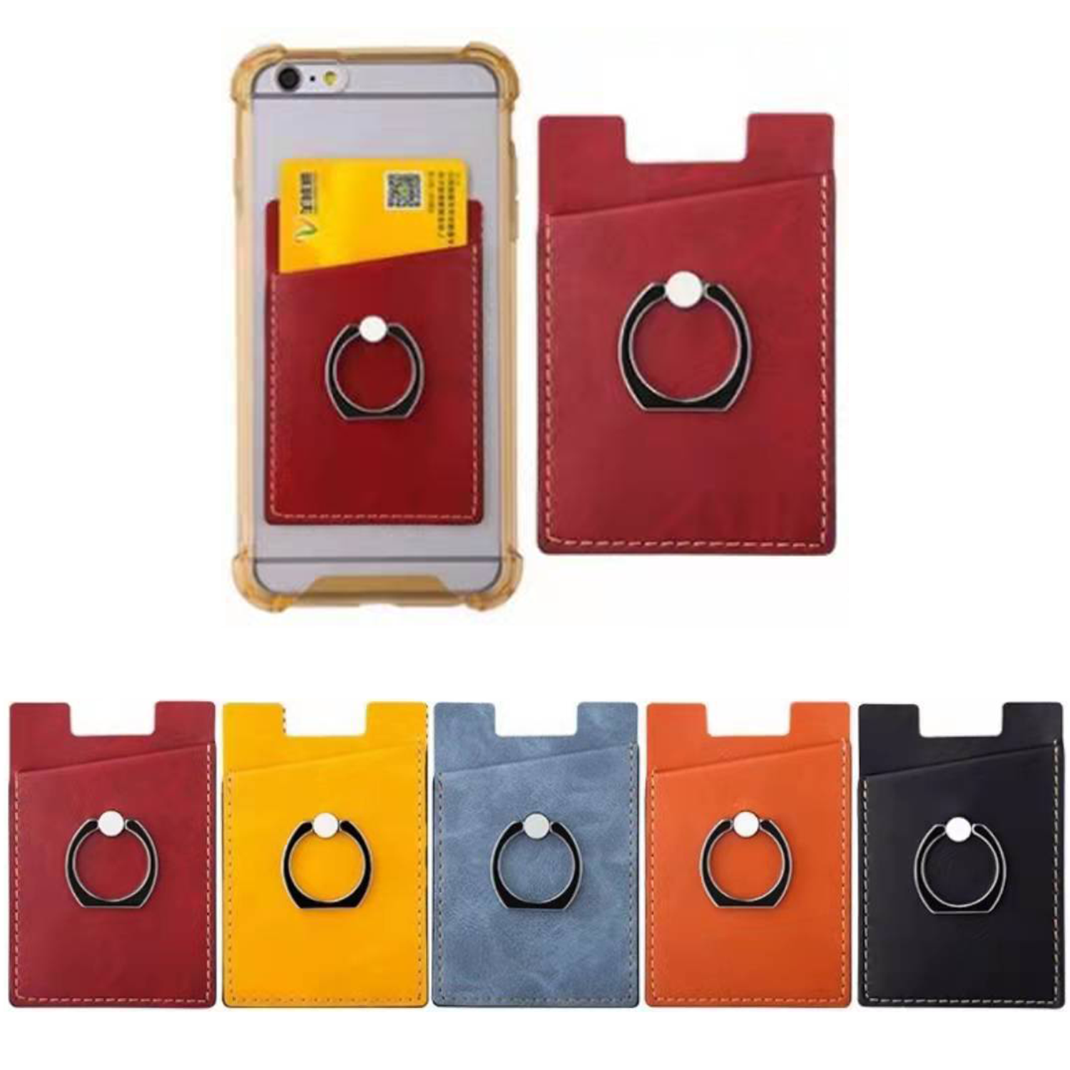 PU Leather Creative Double Layer Cell Phone Ring & Stand 10