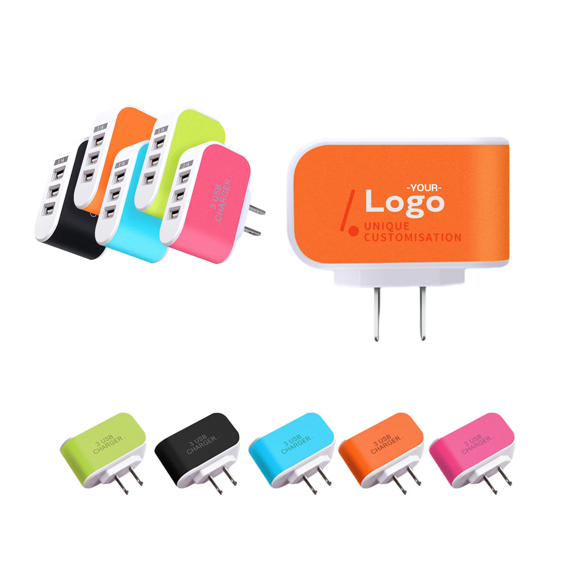 Quick Portable 3 Port USB Charging Block USB Plug 1
