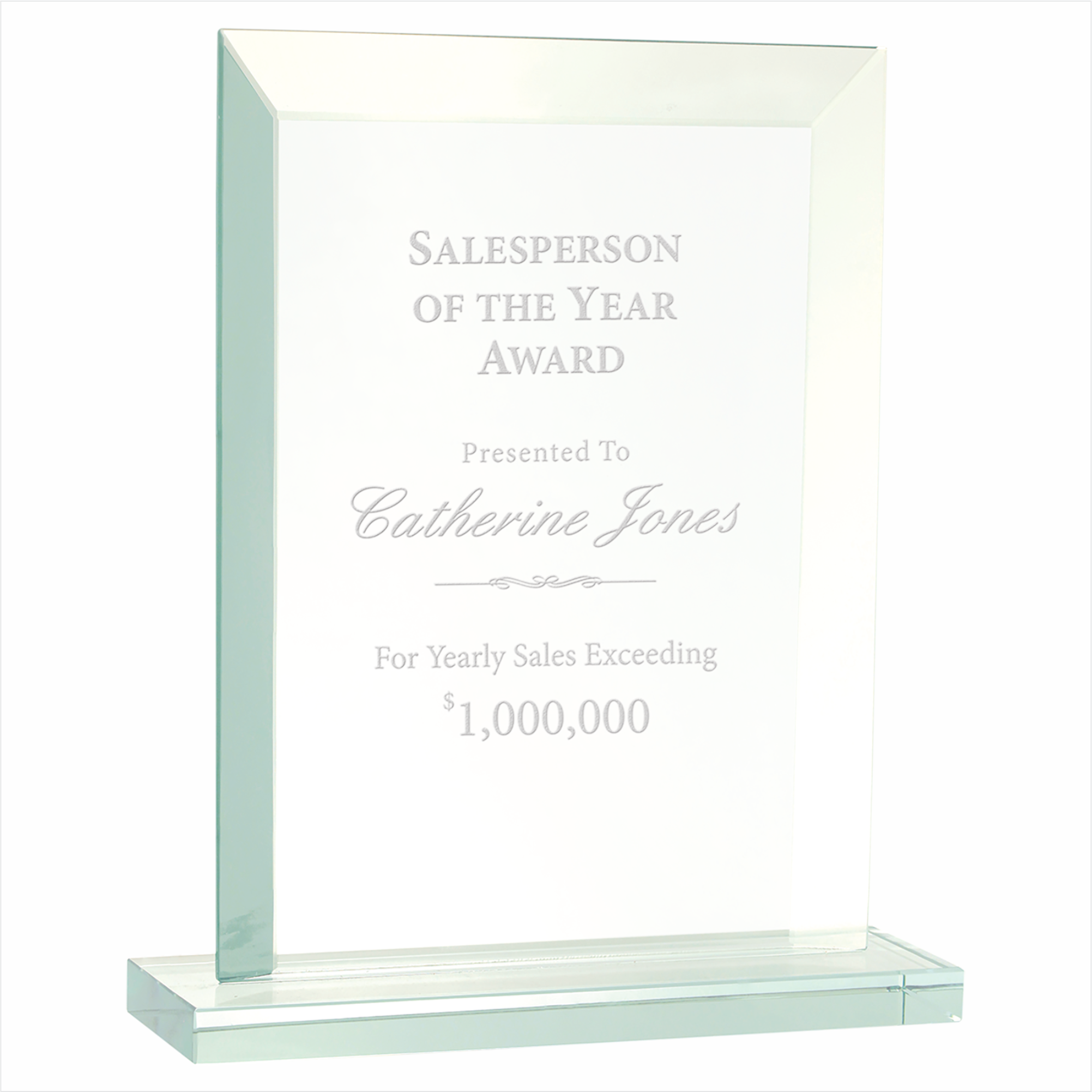 8 1/2" Rectangle Jade Glass Award 3