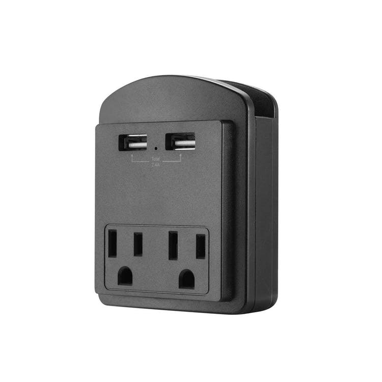 Surge Protectors - 2 Wall Outlets 2 USB Ports Black 2