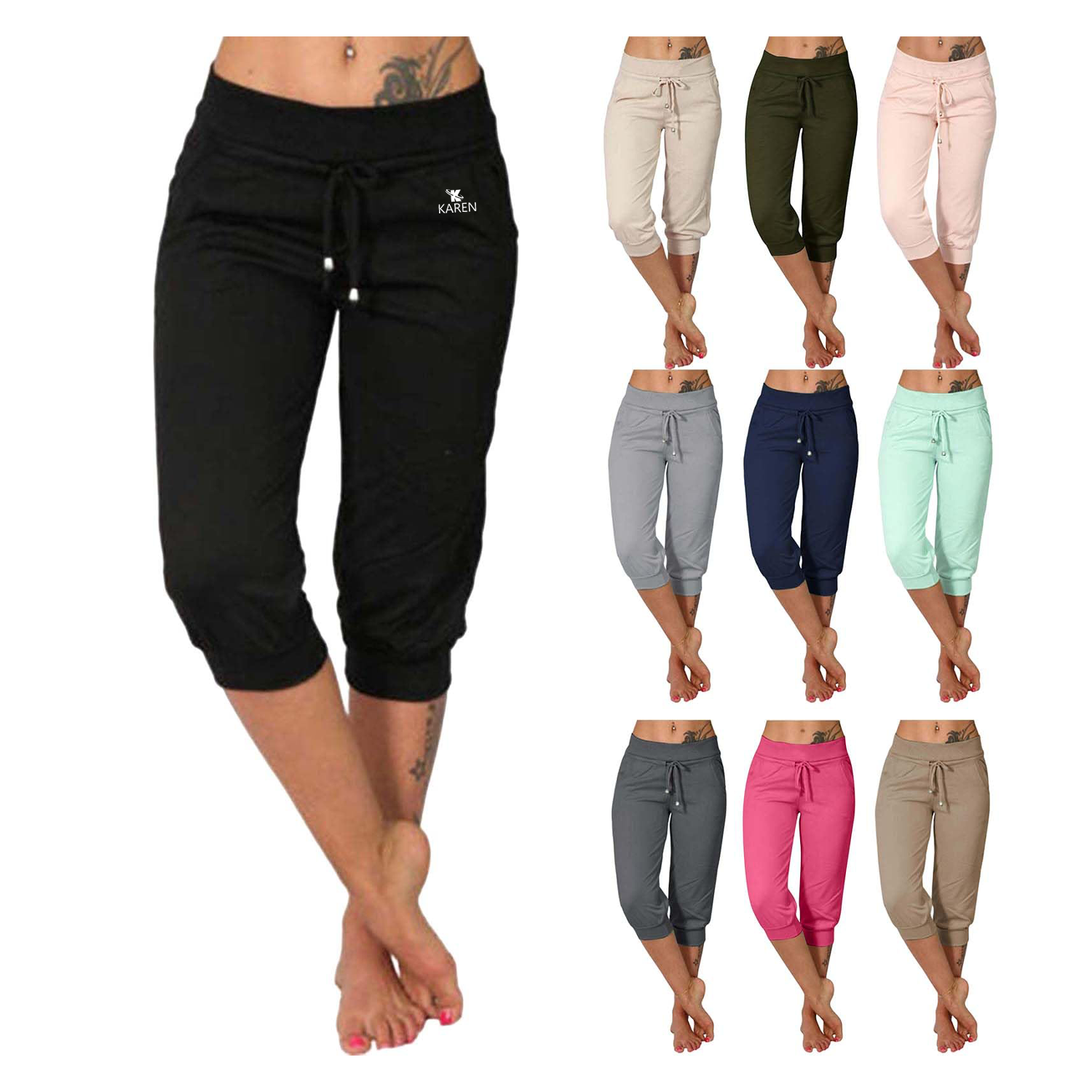 Women's Plus Size Sexy Solid Color Sports Yoga Capri Pants 8