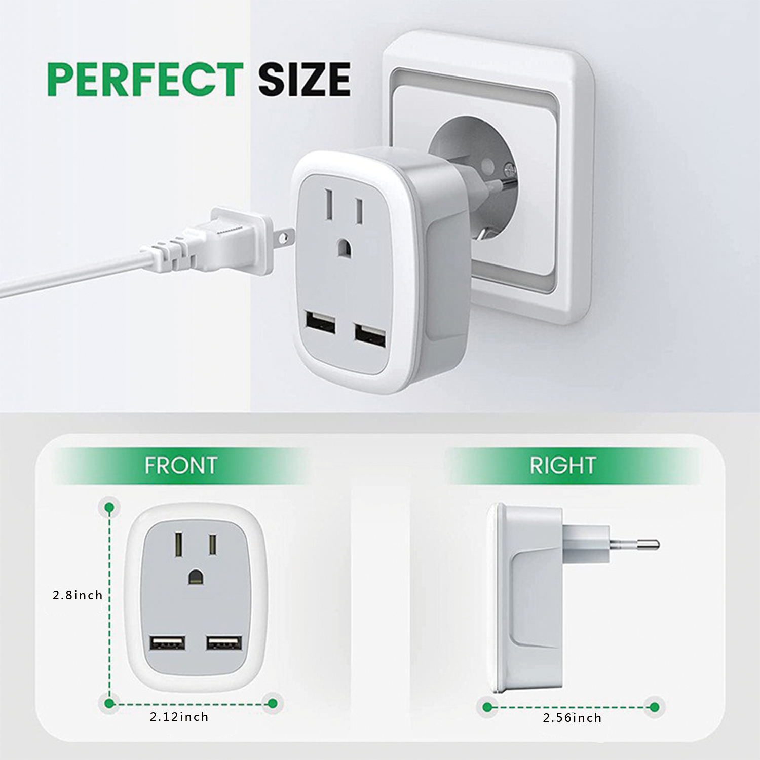 International Power Plug with 2 USB, Type C Outlet 2