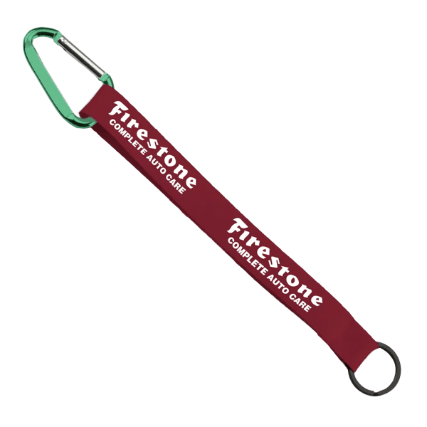 3/4" Sewn Polyester Keychain with Metal Split-Ring and Carabiner 138