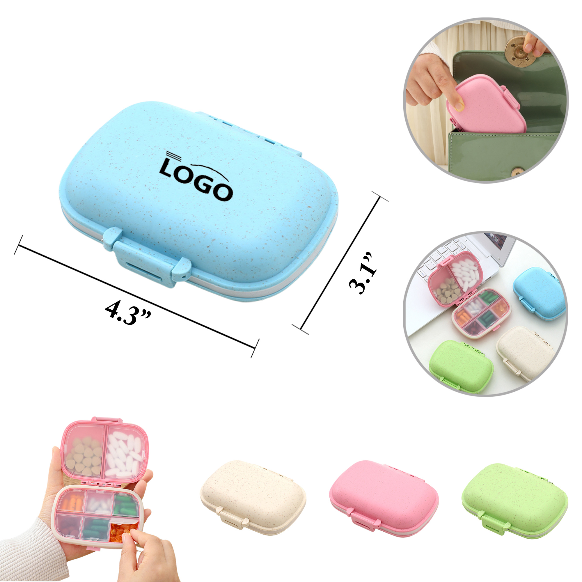 MOQ200 Waterproof Weekly Pill Box With 8 Sections 1