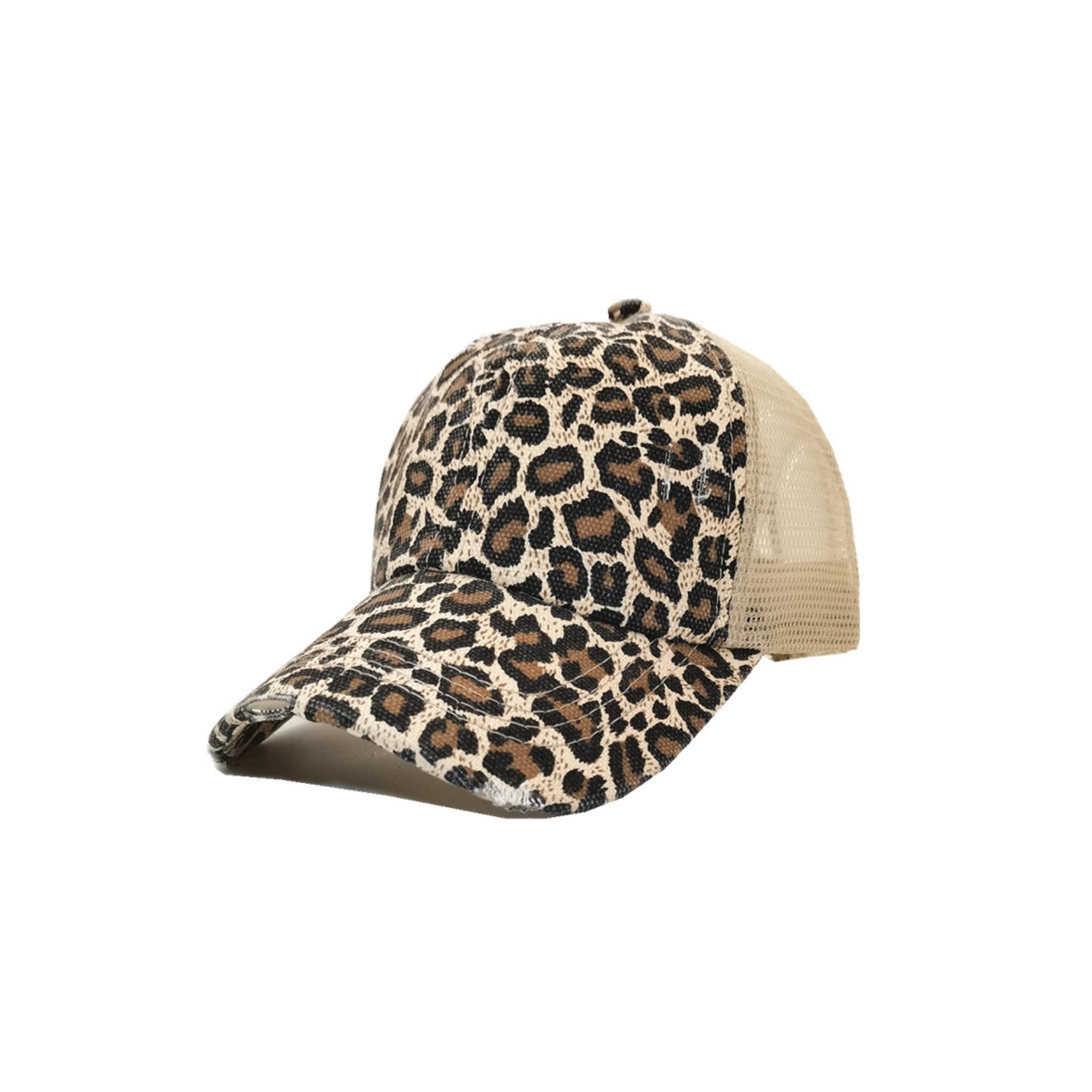 Leather Patch Distressed Ponytail Trucker Cap 8