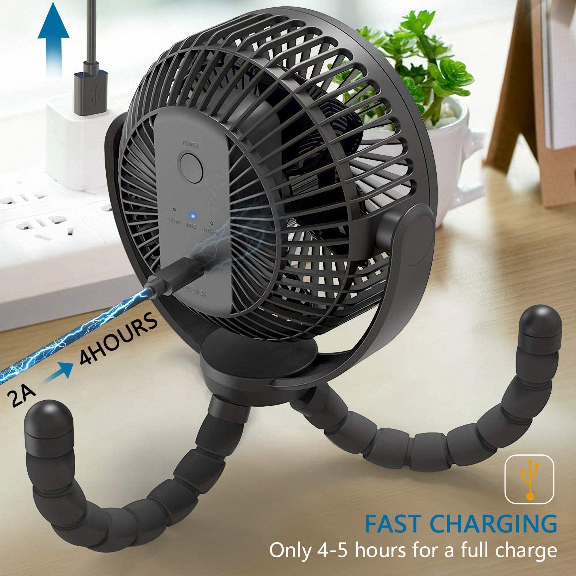 Portable Clip-On Fan with Flexible Tripod 3