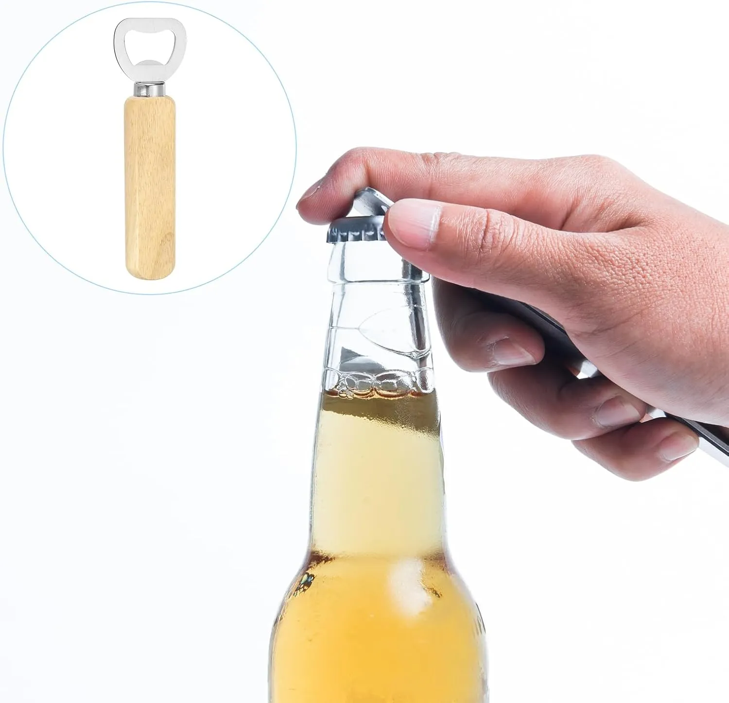 Bartender Wooden Handle Stainless Steel Beer Bottle Openers 6