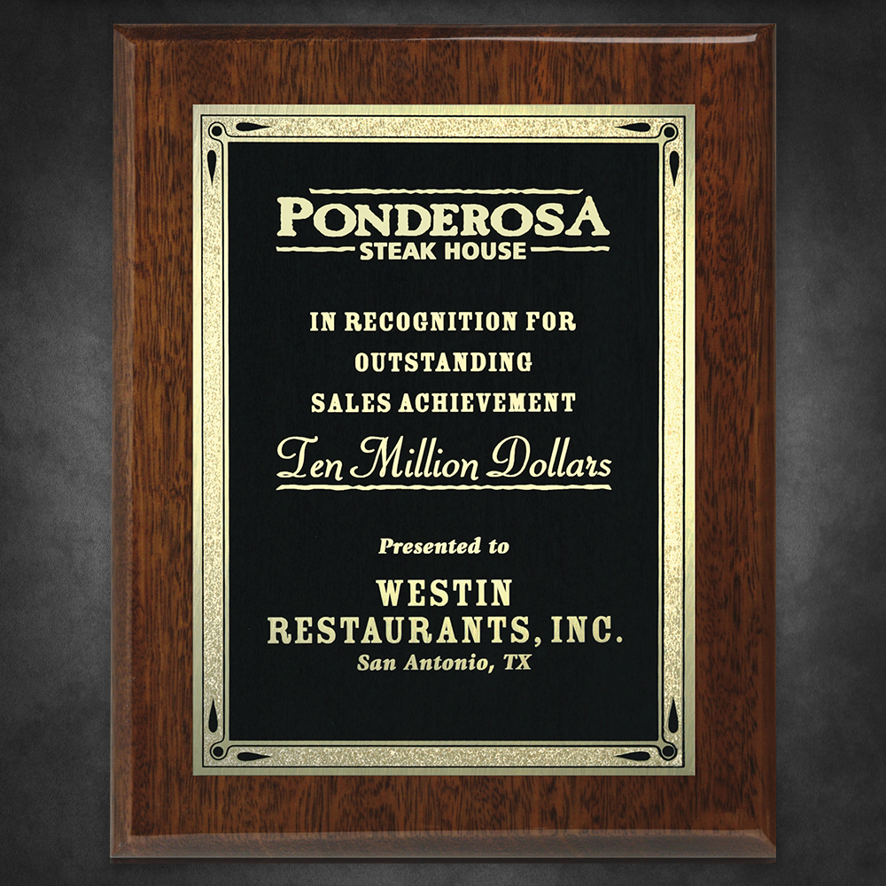 Aberdeen Walnut Plaque with Lasered Plate 9