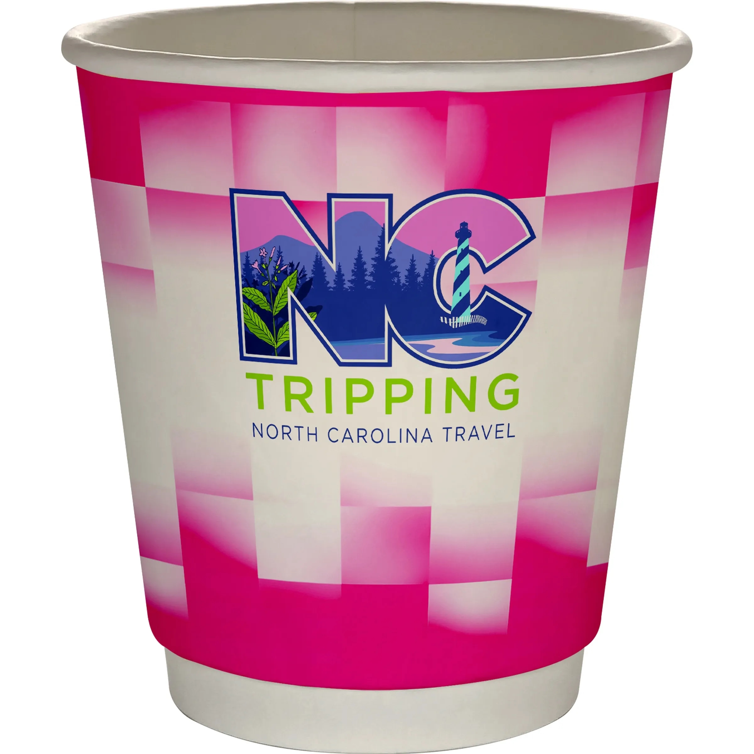 10 oz Full Color Shaded Checkers Insulated Paper Cup 1