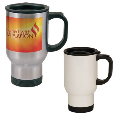 14 oz Full Color Stainless Steel Travel Mug - Full Color Sublimation. 1