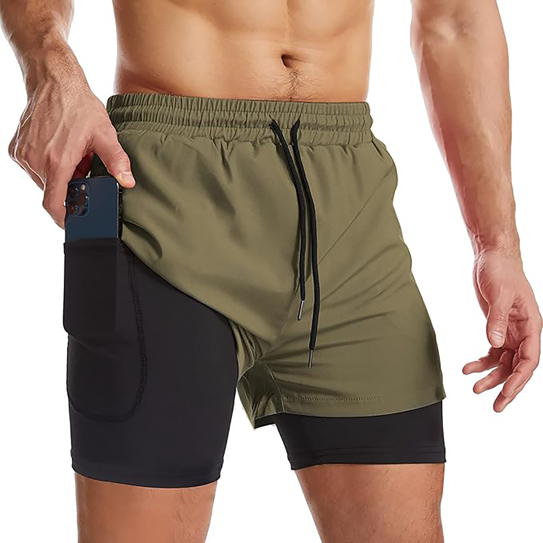 Men's 2 I n 1 Quick Drying Sports Shorts with Lining 2