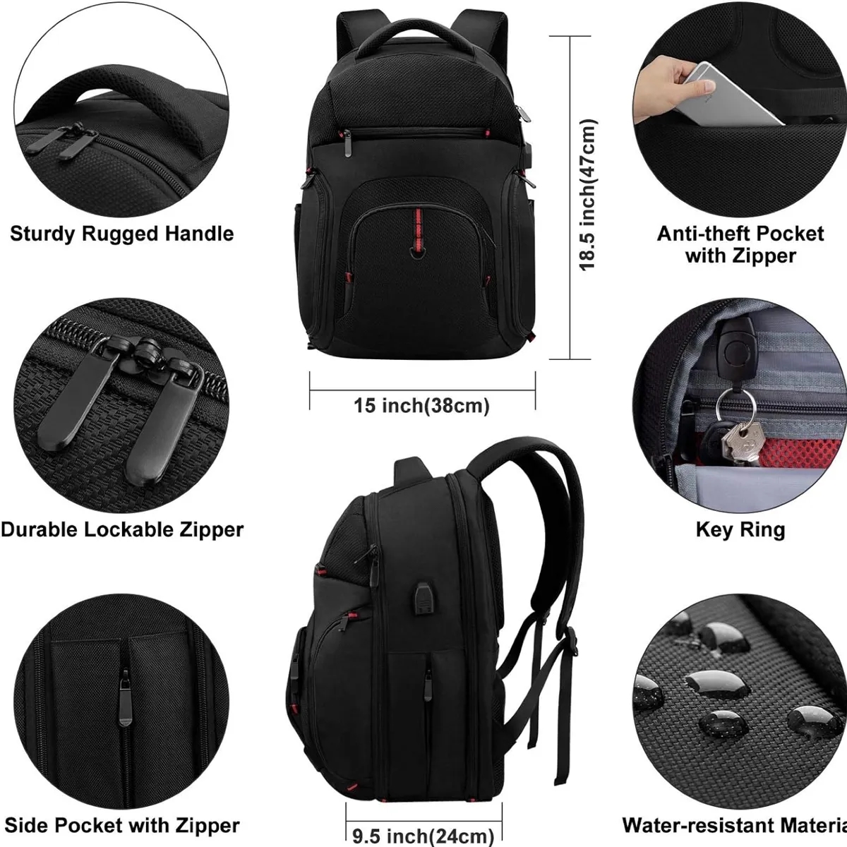 15.6" Laptop Anti-Theft Business Travel Waterproof Backpack 6