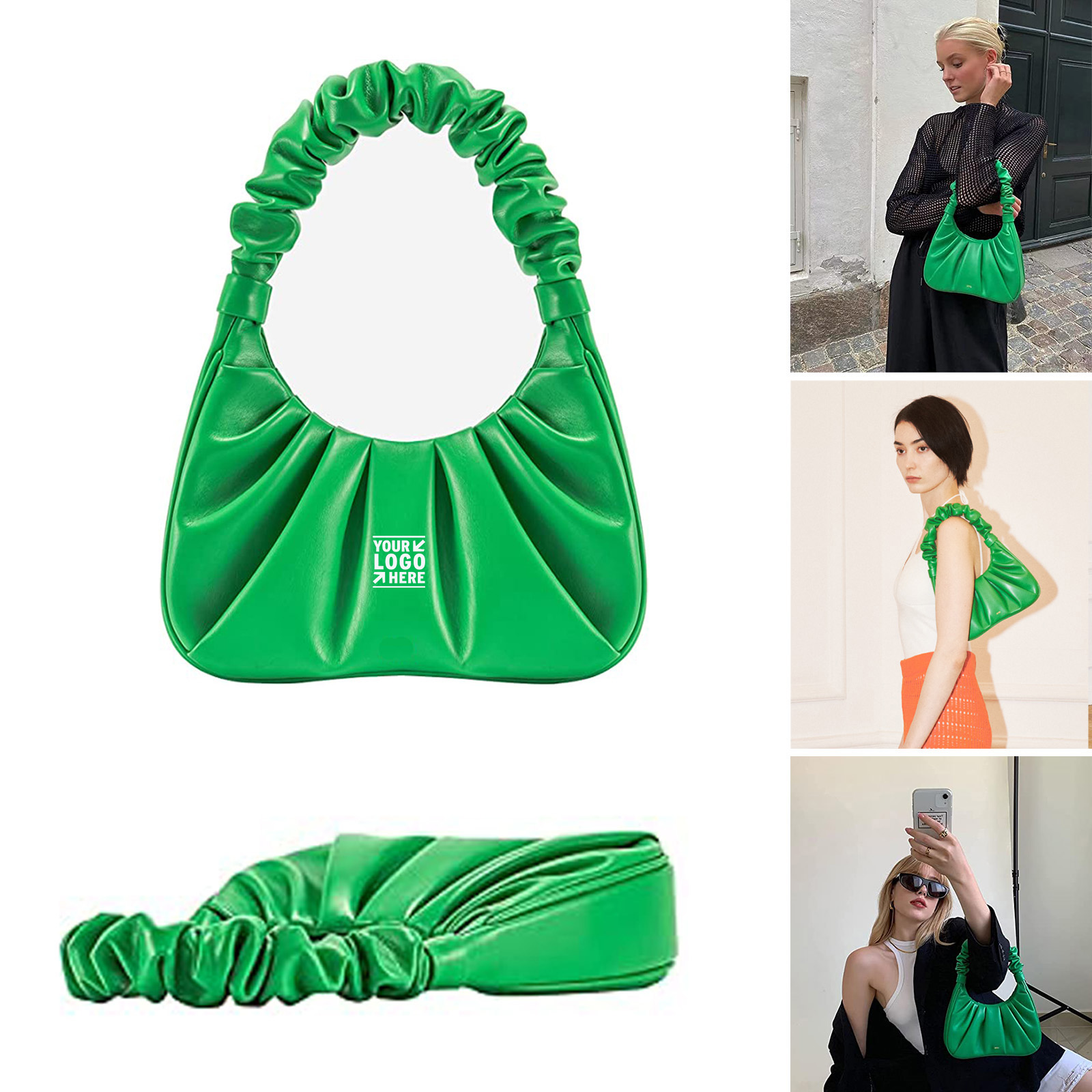 Women's Ruched Hobo Handbag