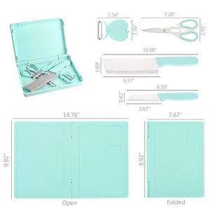 Compact Folding Cutting Board With Knife Set 4