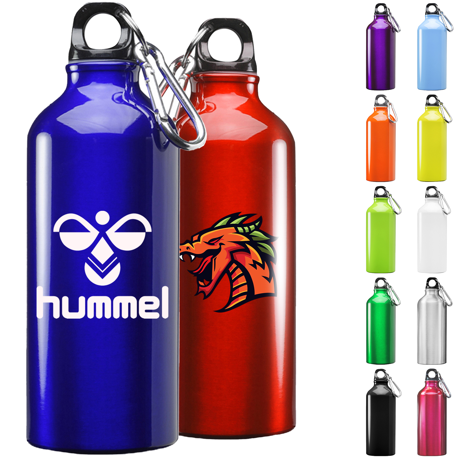 Sporty Aluminum Water Bottle w/ Carabiner 20 oz Bottles 7
