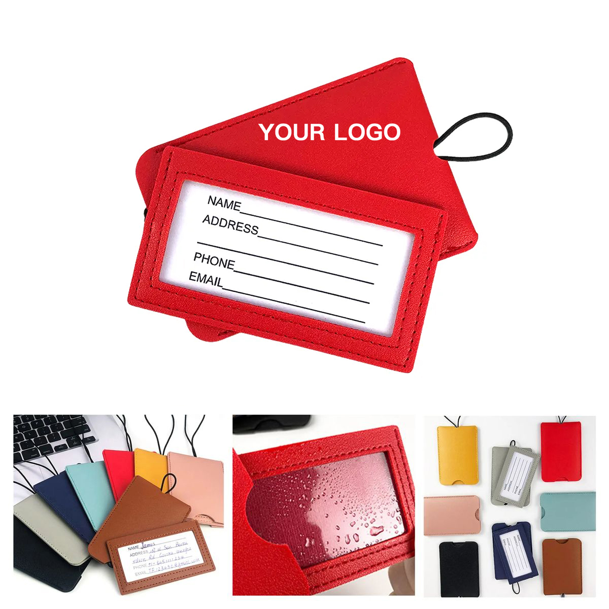 Compact PU Luggage Tag With ID Window, custom luggage tag with logo imprint 10
