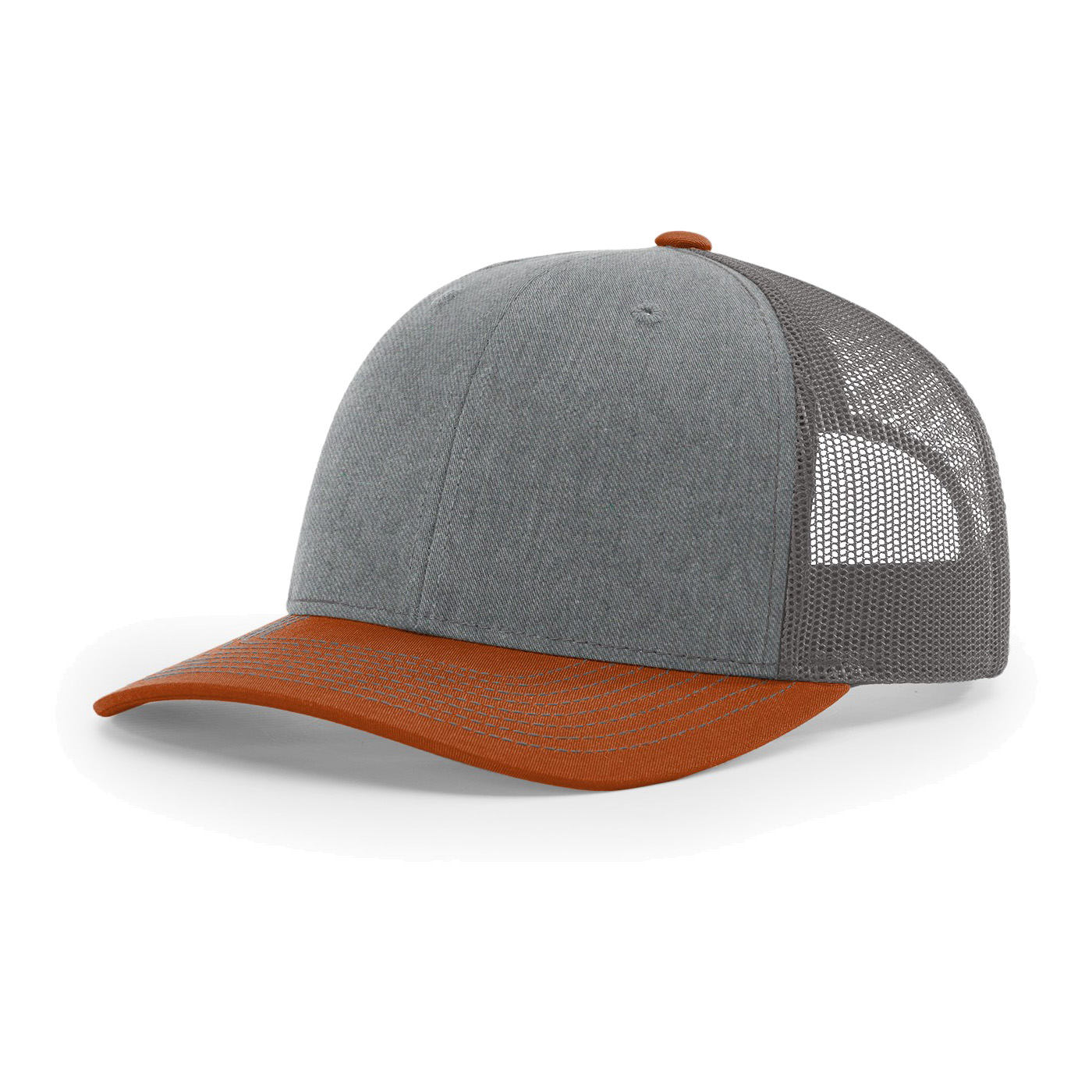 Richardson 112 6-Panel Snapback Trucker Hat w/Leatherette Adhesive Patches or Embroidery 130