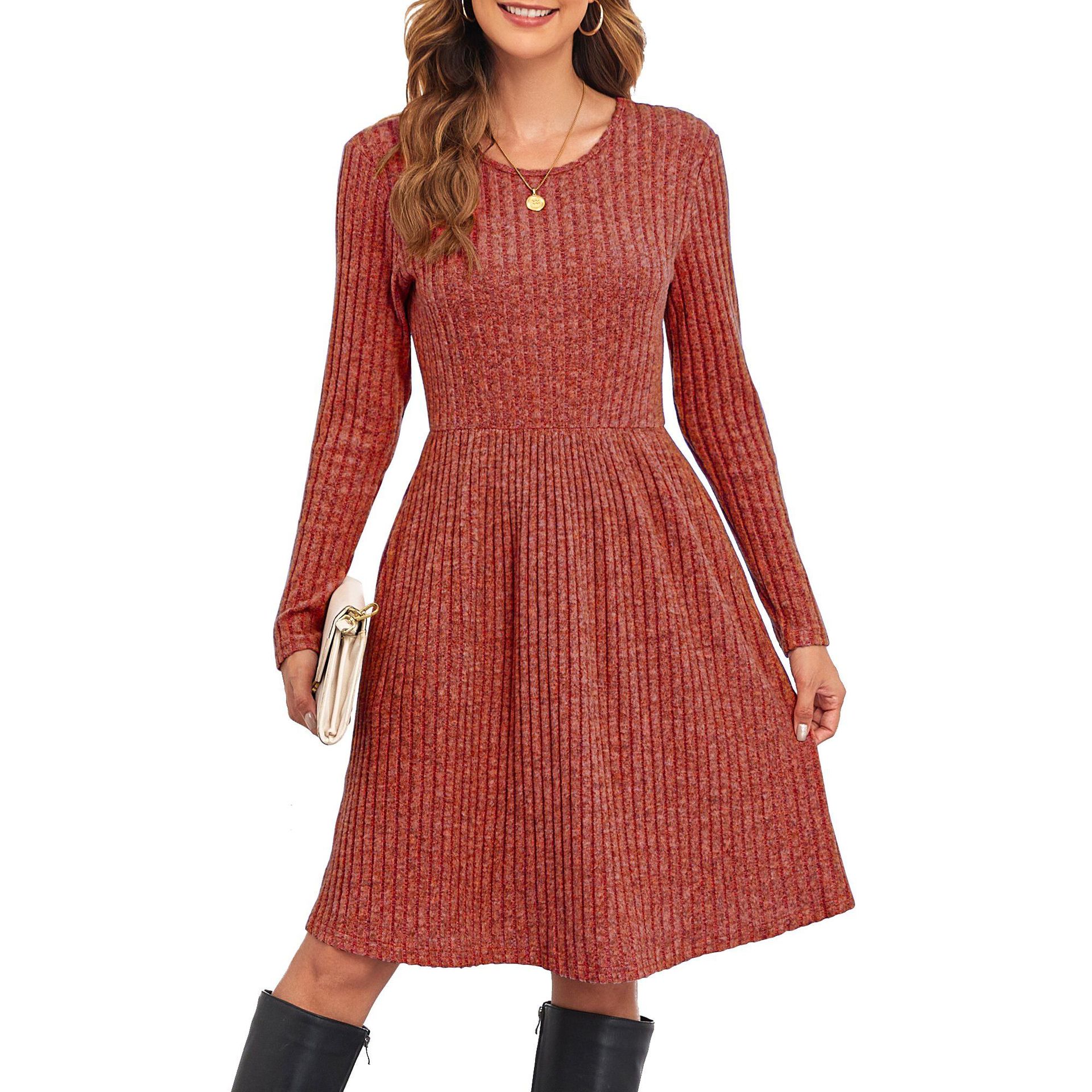 Women Long Sleeve Fall Dresses with Pockets 6