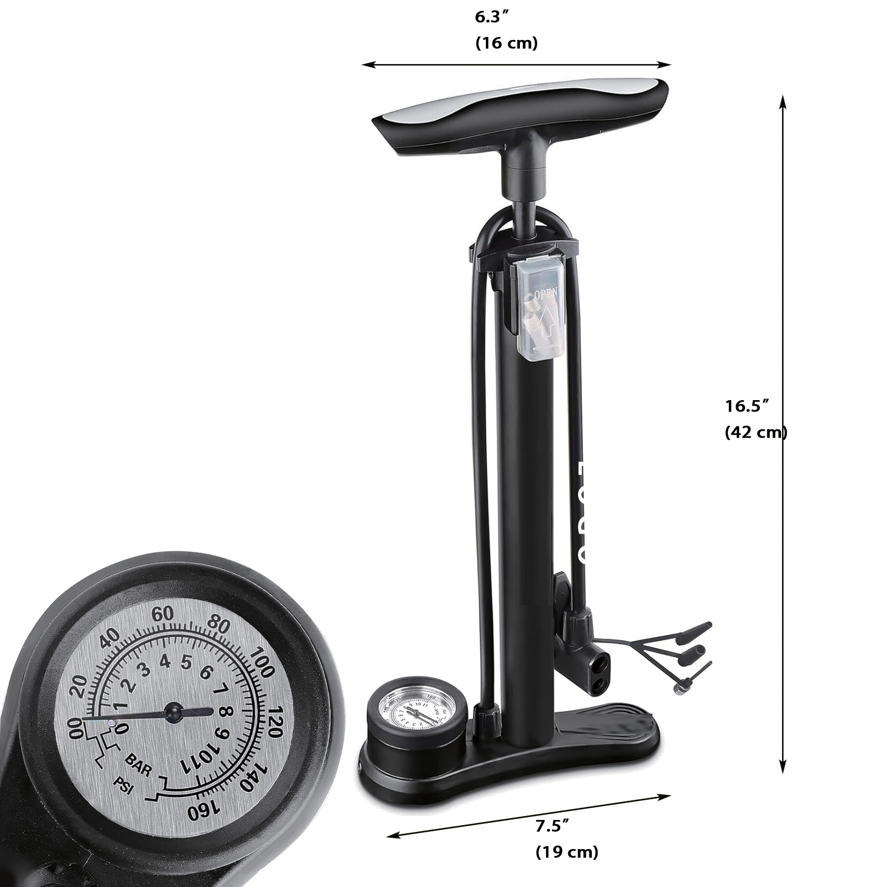 Bike Floor Pump with Gauge 3