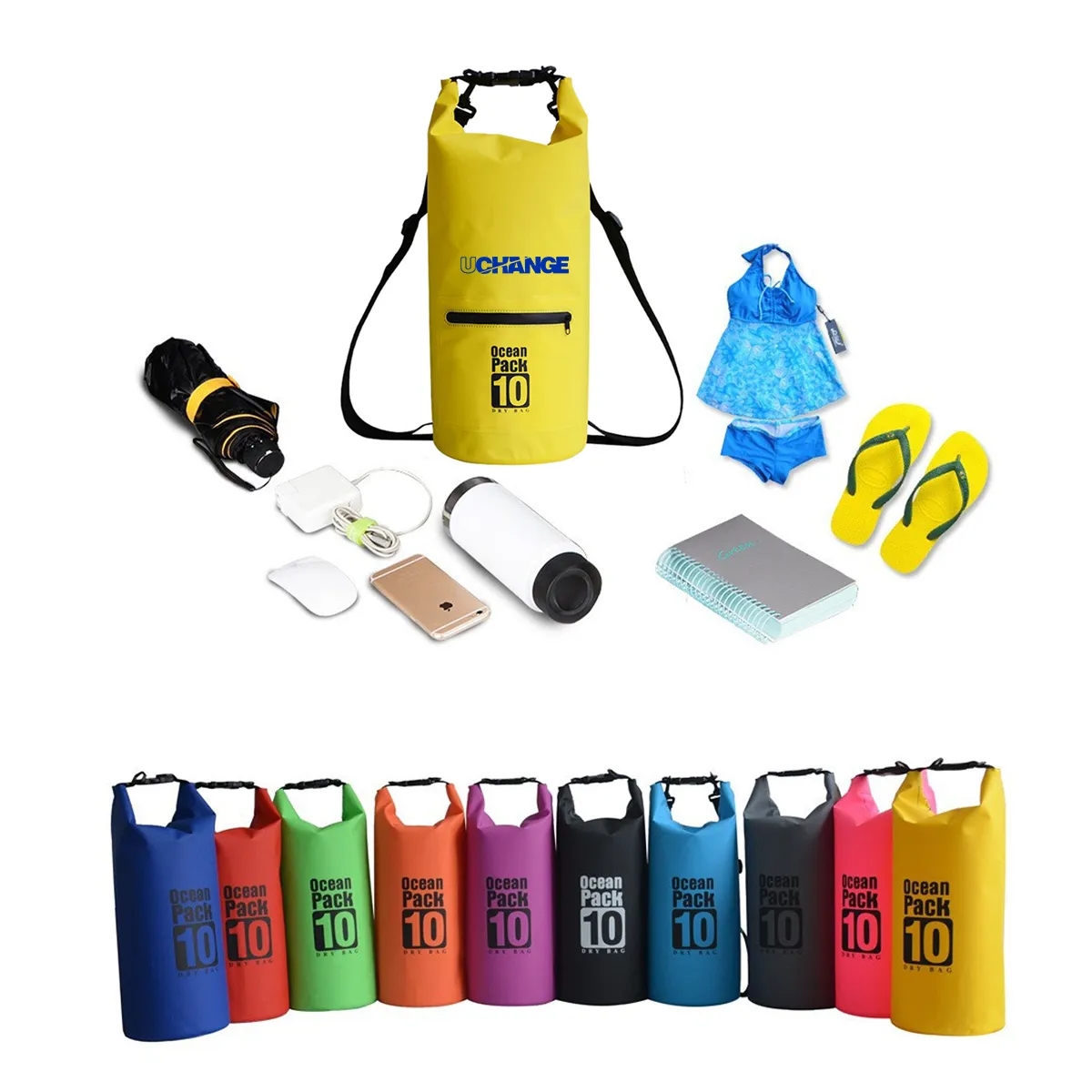 Roll Top Dry Bag Backpack 10L With Zipper Pocket 5