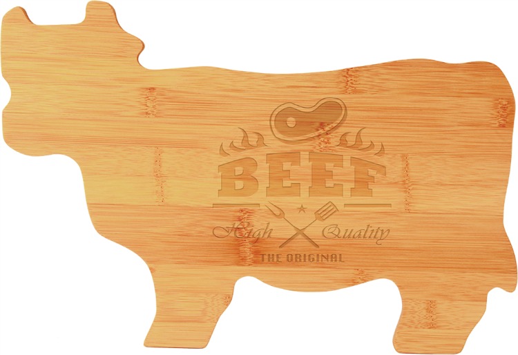 14 3/4" x 9 3/4" Bamboo Cow Shaped Cutting Board 1