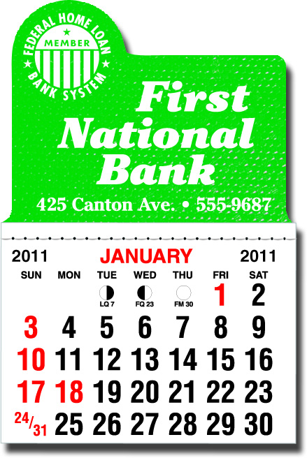 Kwik-Stik 6 Mill Smooth Vinyl Spanish Calendar w/ Side Dome Top 1