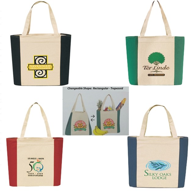 TRAPEZOID COTTON CANVAS SHOPPING TOTE 2