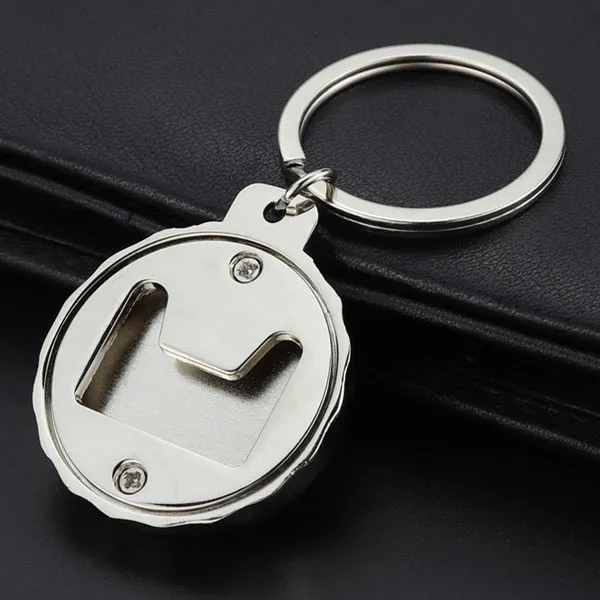 Metal Round Beer Bottle Cap Opener with Keychain 4
