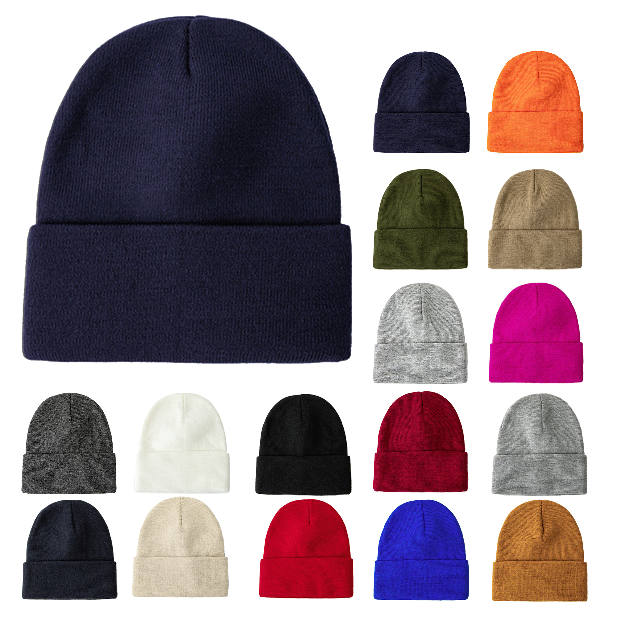 Solid Color Warm Knit Hat For Autumn And Winter 2
