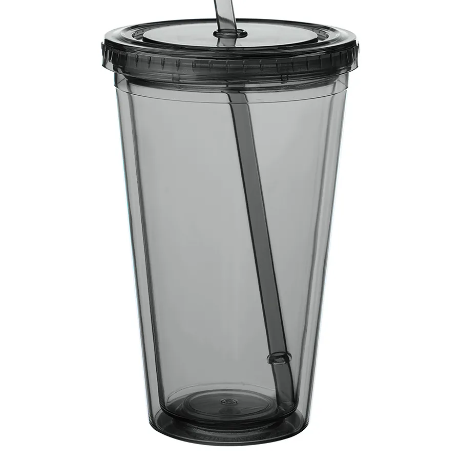 Double Wall Plastic Tumbler - with Straw, 16 oz. 21