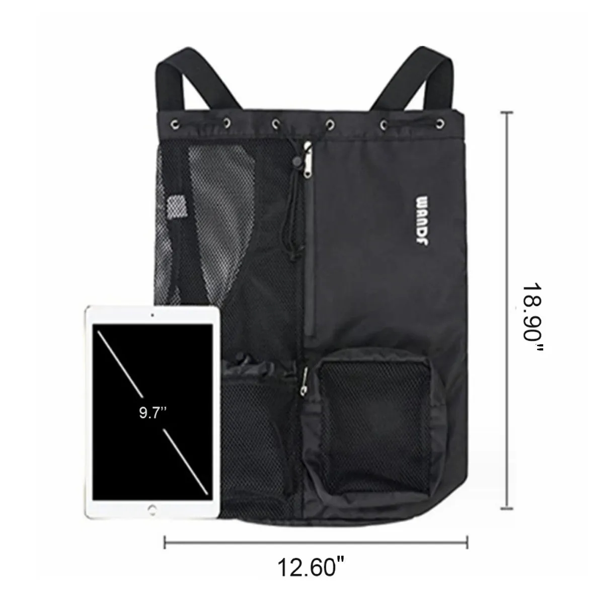 Wet and Dry Compartments Mesh Drawstring Swim Backpack 2