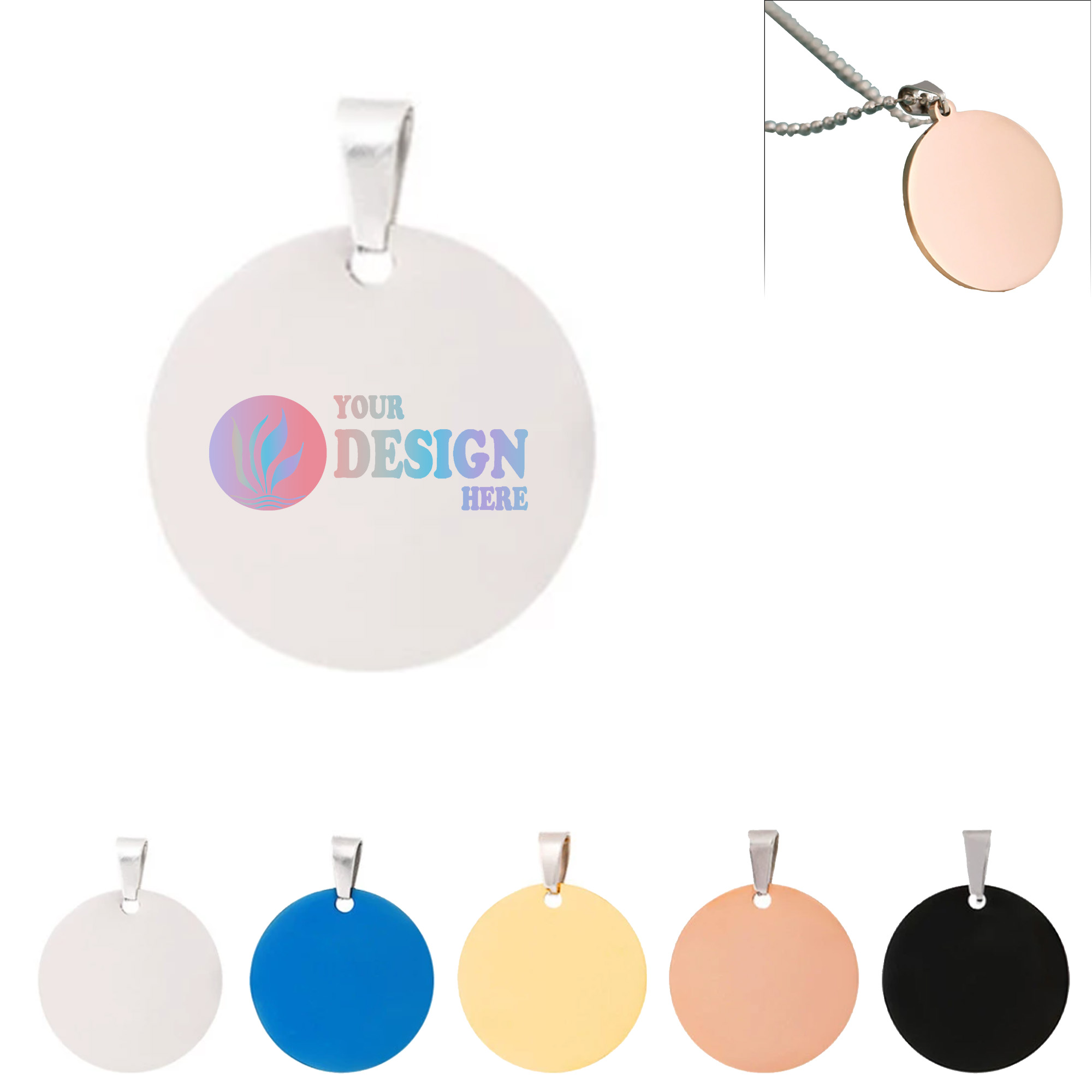 Stainless Steel Round Tag Pendant 2