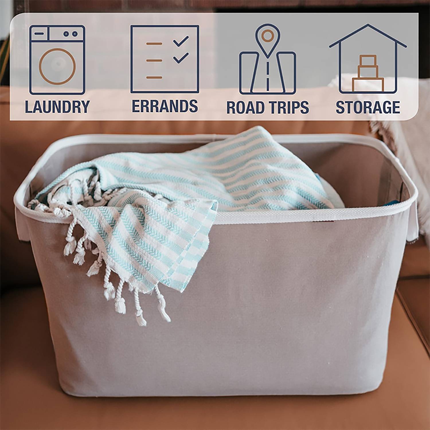 Foldable, durable and sturdy clothes storage basket. 8
