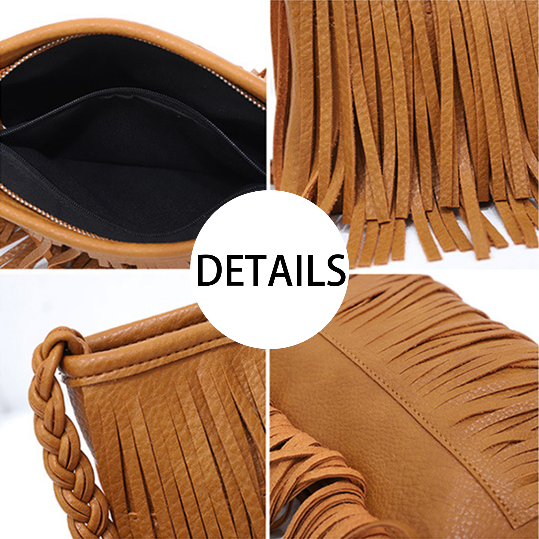 PU Hand-woven tassel shoulder cross-body bag 6