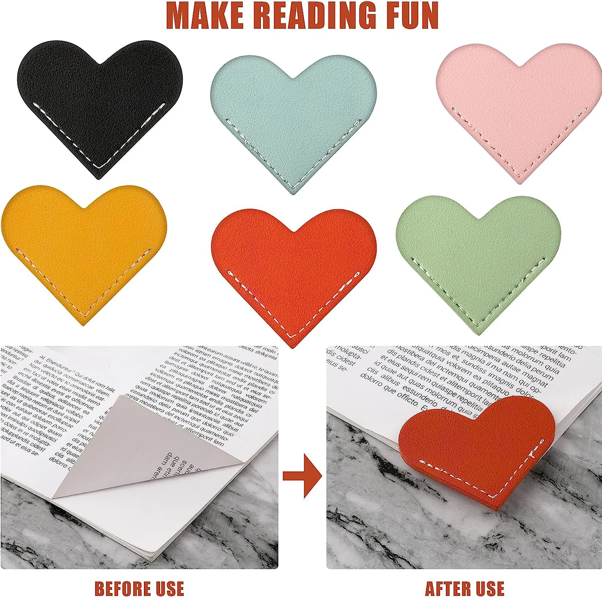 MOQ 50PCS Leather Heart Corner Bookmark Custom 1