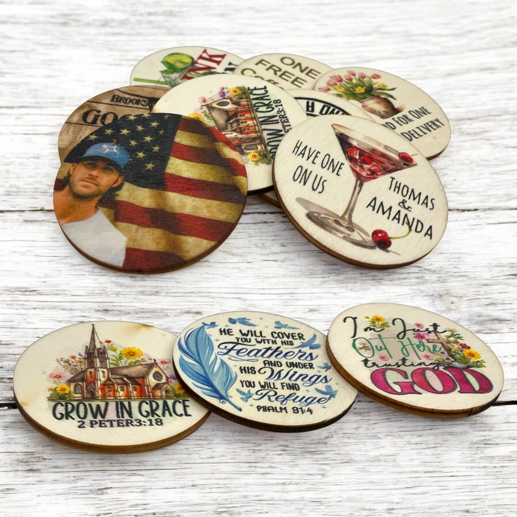 2" Round Wooden Token 6