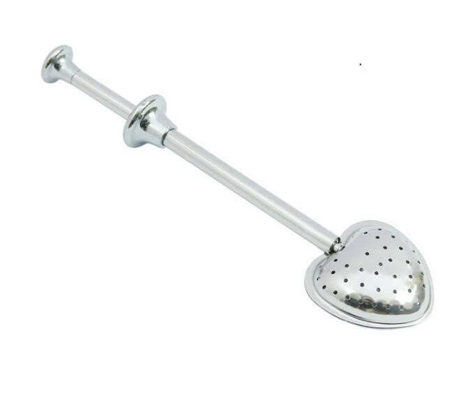 Stainless Steel Push Style Heart Shape Tea Strainer 2