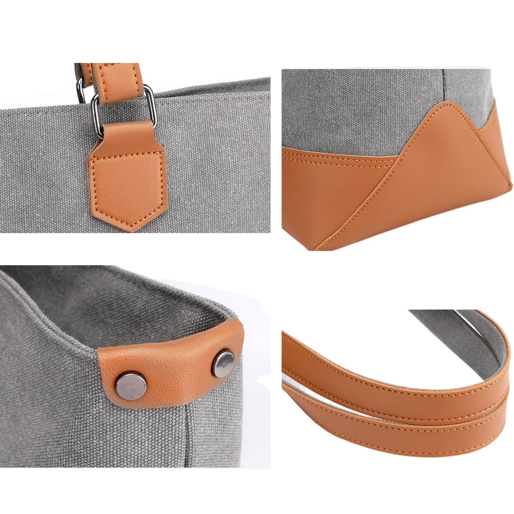 Canvas Tote Bag With Pu Leather, custom tote bag with logo imprint 7