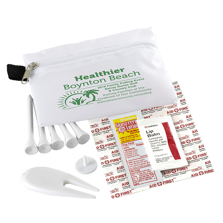 "DEL MONTE" 14 Piece Golf Kit Components inserted into Zipper Pack 24