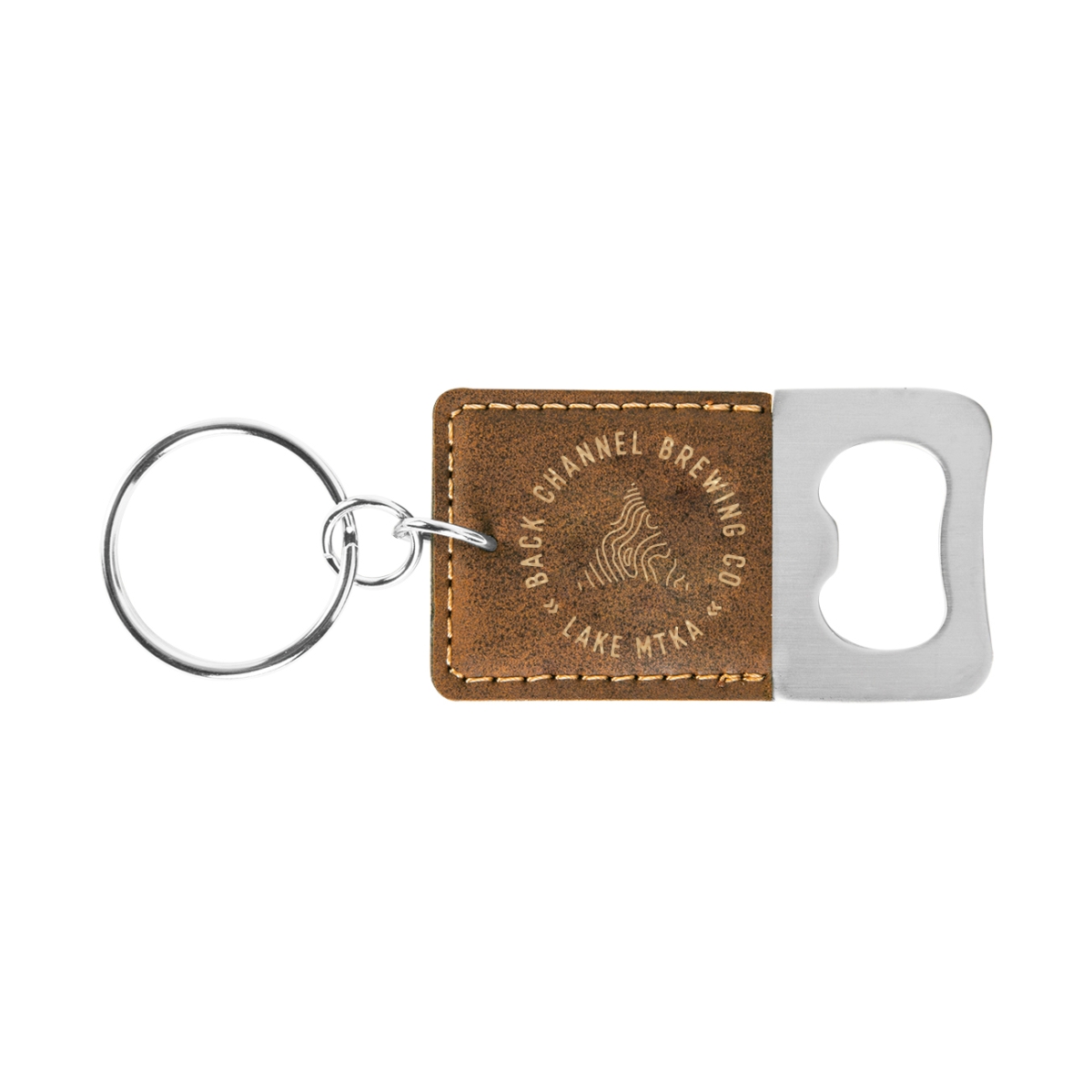Laser Engraved Leatherette Key Tag with Bottle Opener Rectangle (2.75"x1.5") 3