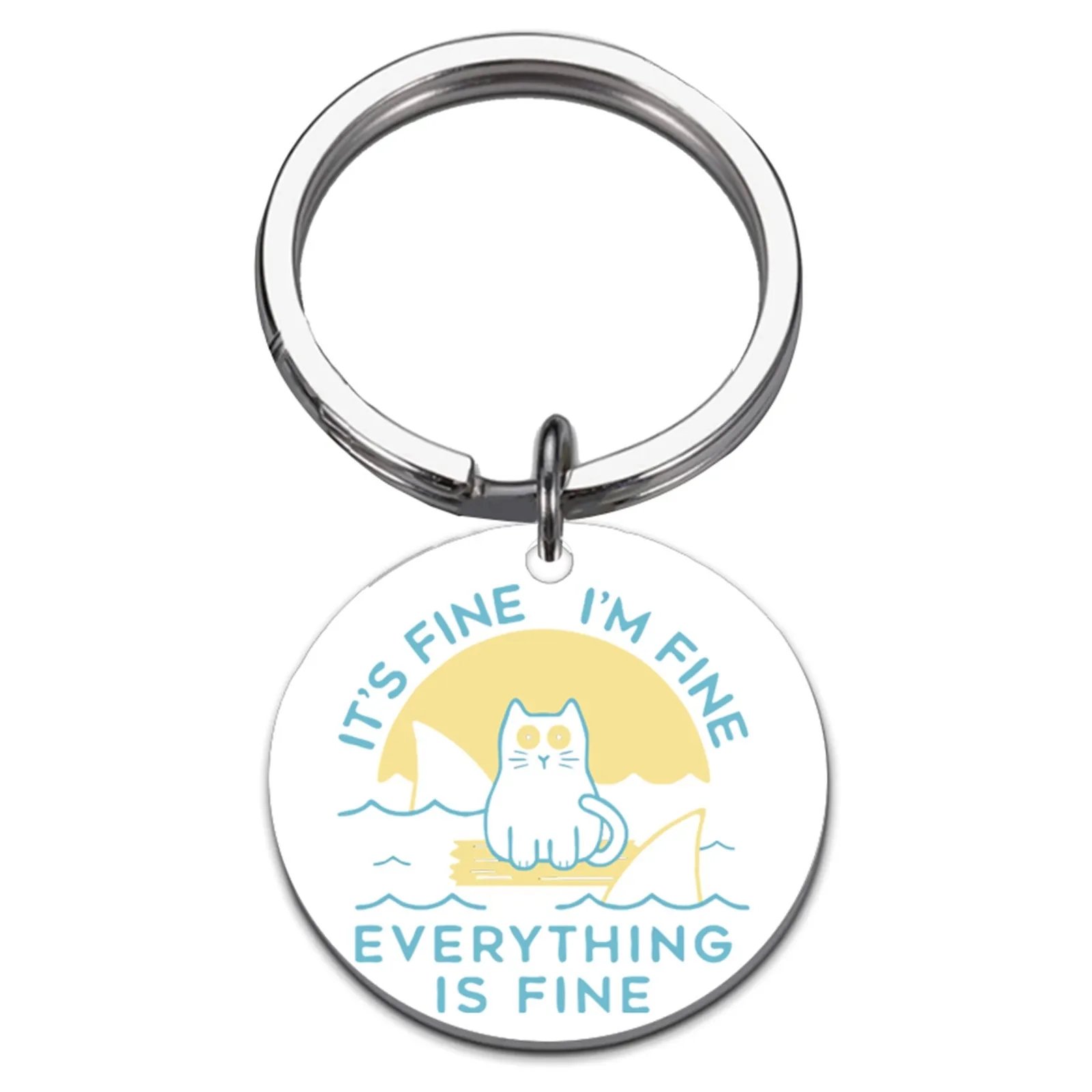 Color Printing Round Stainless Steel Keychain 3