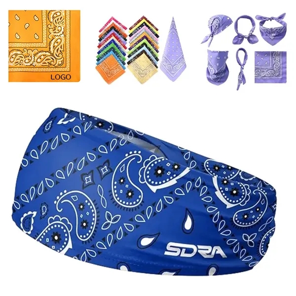 Square Sports Print Bandana Headband - Polyester Material 9