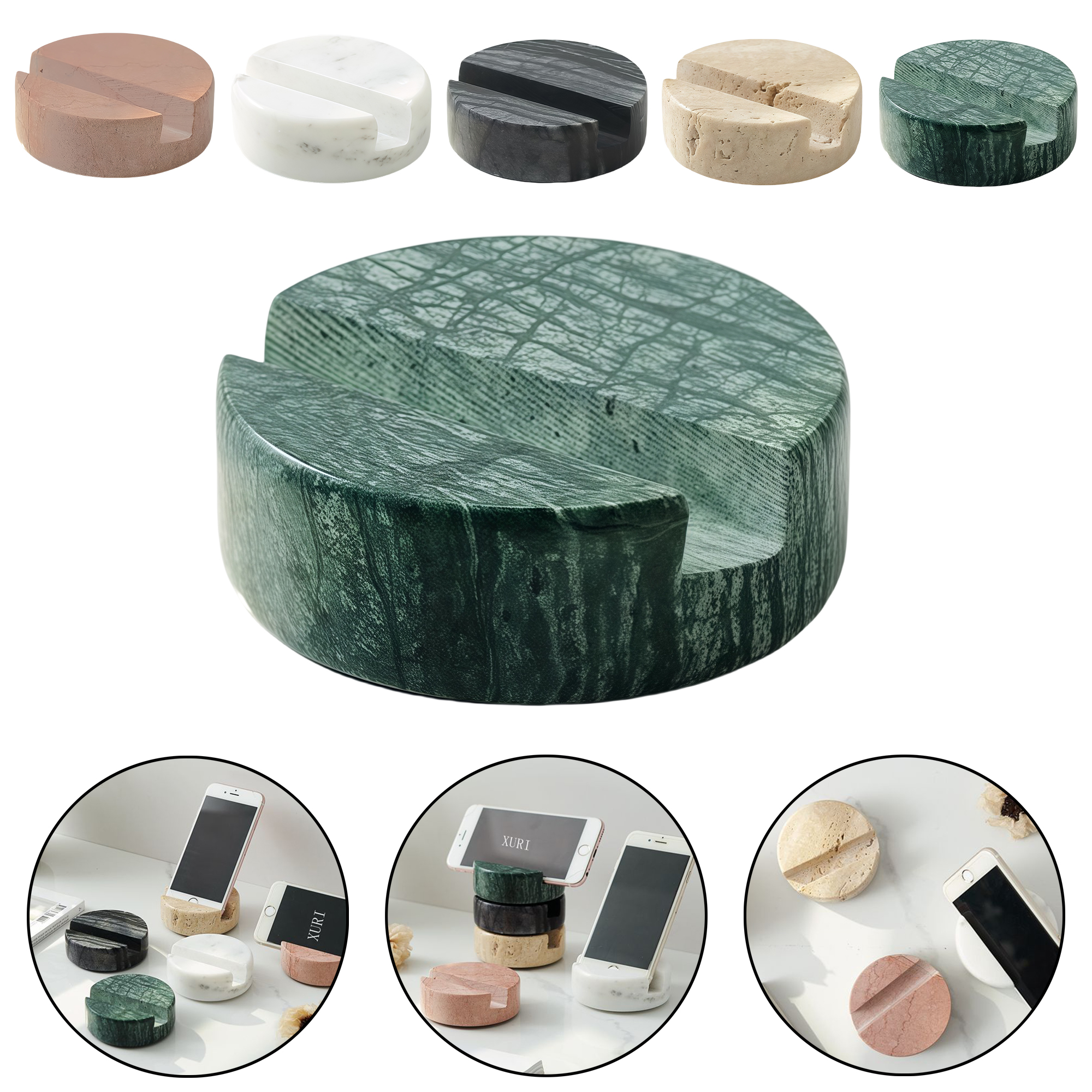 Marble Phone Stand Square Round Holder for Smartphone Tablet Non-Slip Portable 3.15x3.15" 3