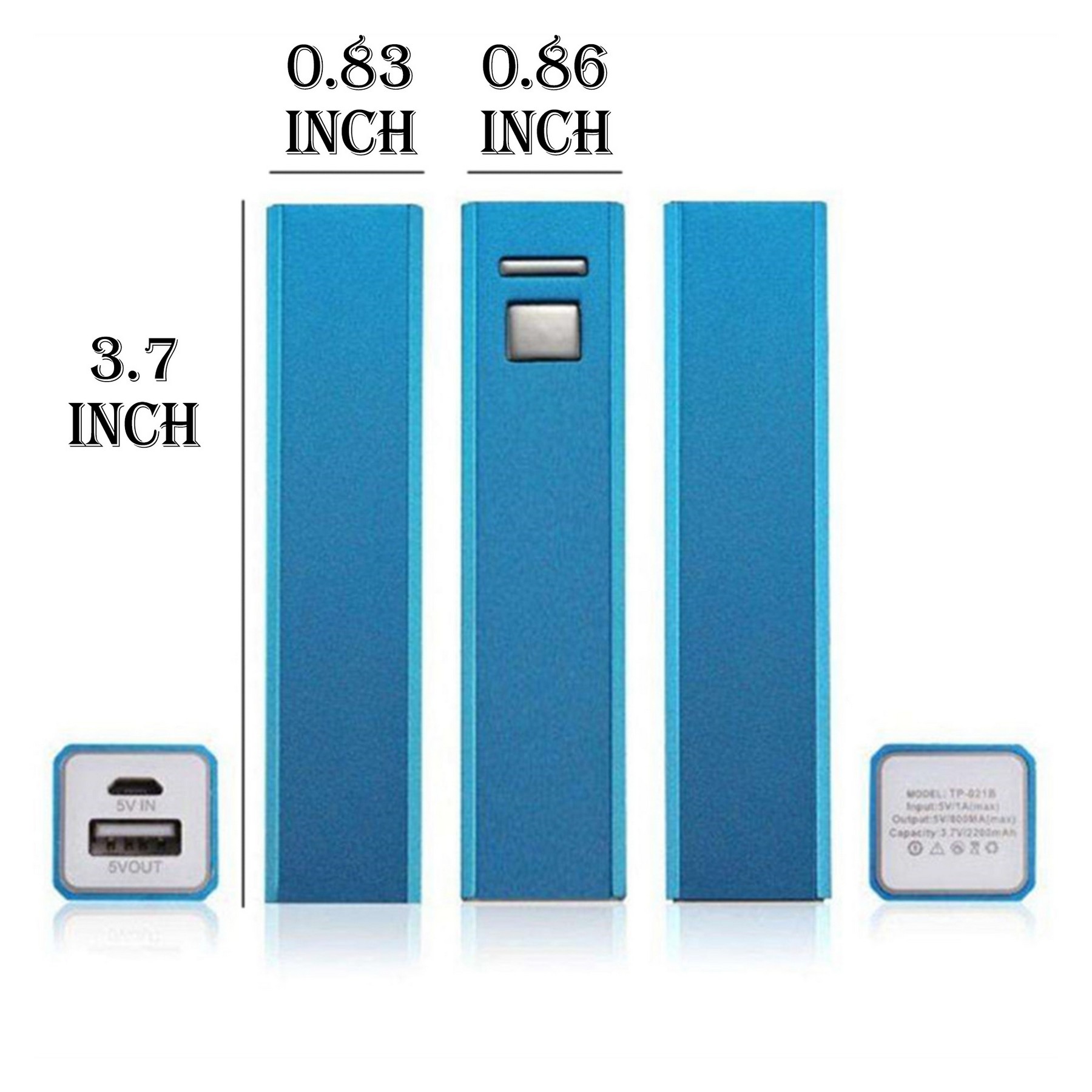 Aluminum 1800 Mah Power Bank Charger With Cord 3